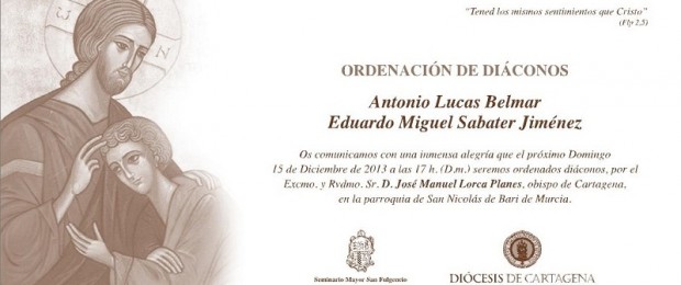 nvitacion ordenacion diaconos antonio eduardo - Seminario de Murcia - Diócesis de Cartagena